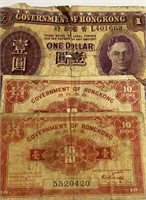Vintage Currency Bills Hong Kong Dollar