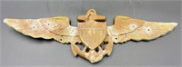 Vtg lead US Navy Wall Plaque Eagle Wings & Anchor
