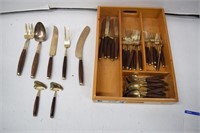 36 Piece Flatware Set - Wooden Handles