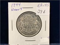 1944 Can Silver 50 Cent Piece  EF45