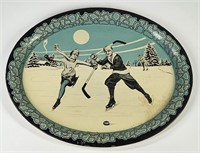 VINTAGE WINTER ICE HOCKEY TIN LITHO TRAY