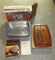 MIRRO ROASTER, CARVING BOARD, & COOKBOOKS