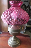 Lamp w/ Cranberry Shade