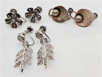 (E) Sterling Silver Screw-on Earrings (1/2" to