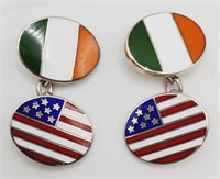 (E) Sterling Silver America and Ireland Cuff