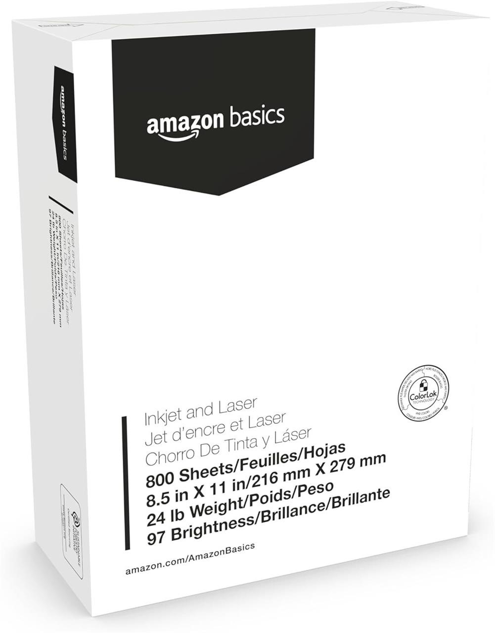 Amazon Basics 24lb Copy Paper  8.5x11  800s