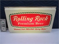Lighted Vtg ROLLING ROCK 20x12 Beer Sign 2side