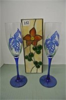 Stained Glass Vase & Hand-painted Flutes