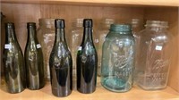 Glass lot - vintage brown glass bottles, five