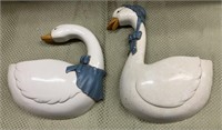 2 Small Vintage 6.5" Swans Wall Decor