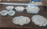 Milk glass glassware and kitchen ware