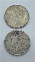 (2) 1922 Peace Dollars