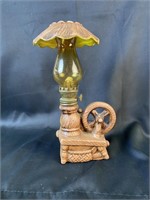 Spinning Wheel with Shade Oil Lamp
