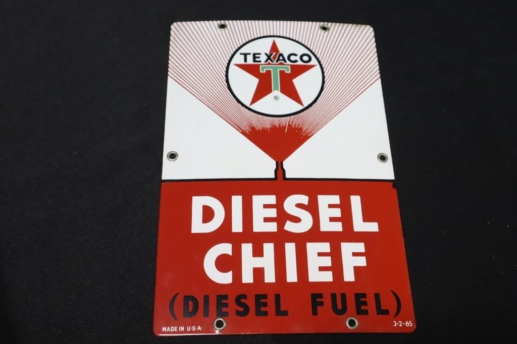 Texaco Diesel Chief (diesel Fuel) porcelain metal