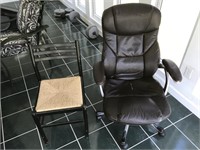 Office Chair & Black Rush Bottom Side Chair