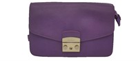 Purple Fine Grain Leather Half-Flap Purse