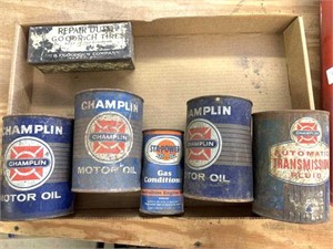 Champlin Oil Quart Cans, Sta-Power Gas
