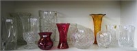 Eight various crystal vases