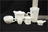 ASSORTED MILK GLASS