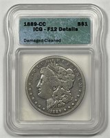 1889-CC Morgan Silver $1 Carson City ICG F12 det.