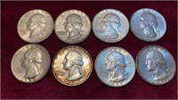 (8) Silver Washington Quarters