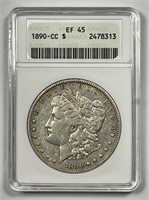 1890-CC Morgan Silver $1 Carson City ANACS XF45