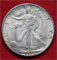 1936 D Walking Liberty Silver Half Dollar