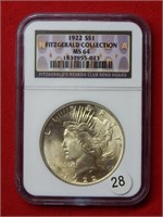 1922 Peace Silver Dollar NGC MS64 Fitzgerald Coll