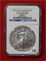 2011 American Eagle  NGC MS70 1 Ounce Silver