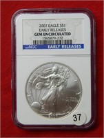 2007 American Eagle NGC Gem UNC 1 Ounce Silver