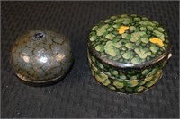 2 Hand Painted Paper Mache Trinket Boxes