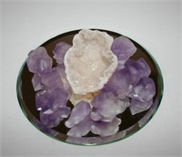 Purple Agate Flowers with White Egg Geode