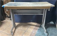 Wood/Metal Desk on Wheels 40”x 21”x 30”