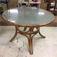 Glass Top Bamboo Frame Dining Table