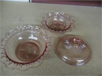 Vintage old colony pink Depression Glass 2 items