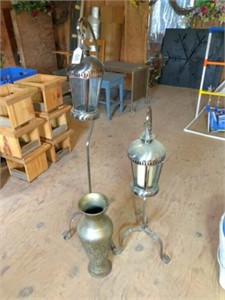 brass candle holders & vase