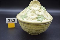 Daisies on a basket vintage lidded dish