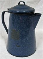 Blue Graniteware Coffee Pot