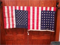 Two U.S. flags: 48 printed star cotton flag and