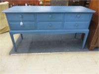 BLUE PAINTED SIX DRAWER ENTRY CHEST
