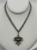 Michal Galan Designer Fleur-de-Lis Necklace