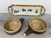 Cabin themed bowls and tray