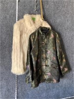 Saga Fox Fur Coat and Asian Silk Top