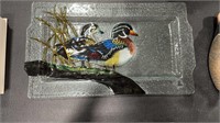 DUCKS UNLIMITED GLASS SERVING TRAY 21" X 12"