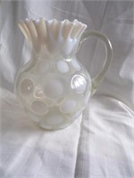 COIN SPOT WHITE/CLEAR PITCHER, RUFFLED TOP