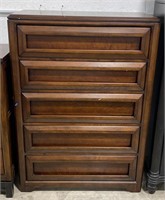 (L) 5 Drawer Wood Dresser. 51" x 35-1/2” x 17”