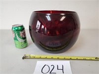 Red Swirl Glass Vase Bowl (No Shipping)
