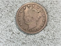 1883 Liberty head nickel, with cents