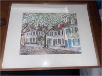 C.1973 M. Studl Colored Ink Drawing, Alexandria VA