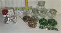 Crafting Supplies: Glass Stones, Lidded Jars